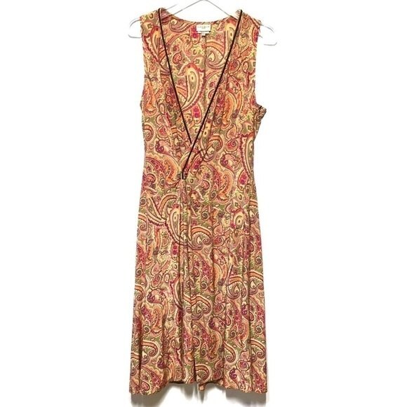 Karen Millen Paisley Print Midi V Neck Dress 10 - Picture 1 of 10